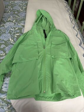 lululemon athletica neon green lightweight raincoat